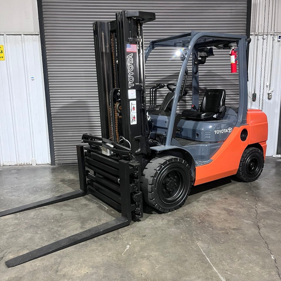 2019 Toyota Diesel Forklift 8FDU32 w/Side Shifting Fork Positioner & Solid Pneumatic Tires!